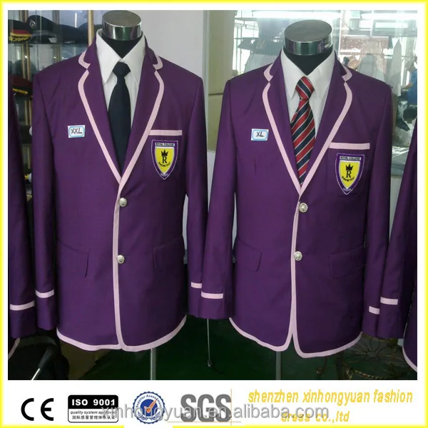 purple and grey school uniform