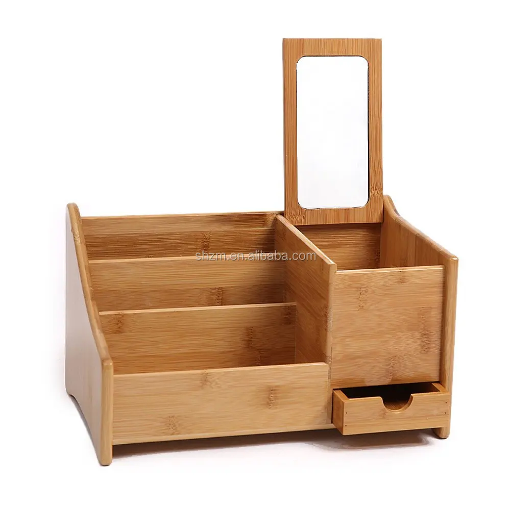 Bamboo Bathroom Tray Caddy Organizer For Beauty Products Hair Care