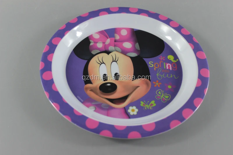 100% Plastic Melamine Round Dinner Plate for kids