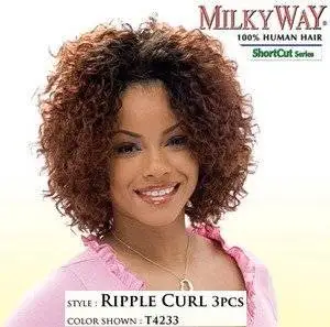 Buy Milky Way Human Hair Weave Short Cut Series Ripple Curl 3pcs