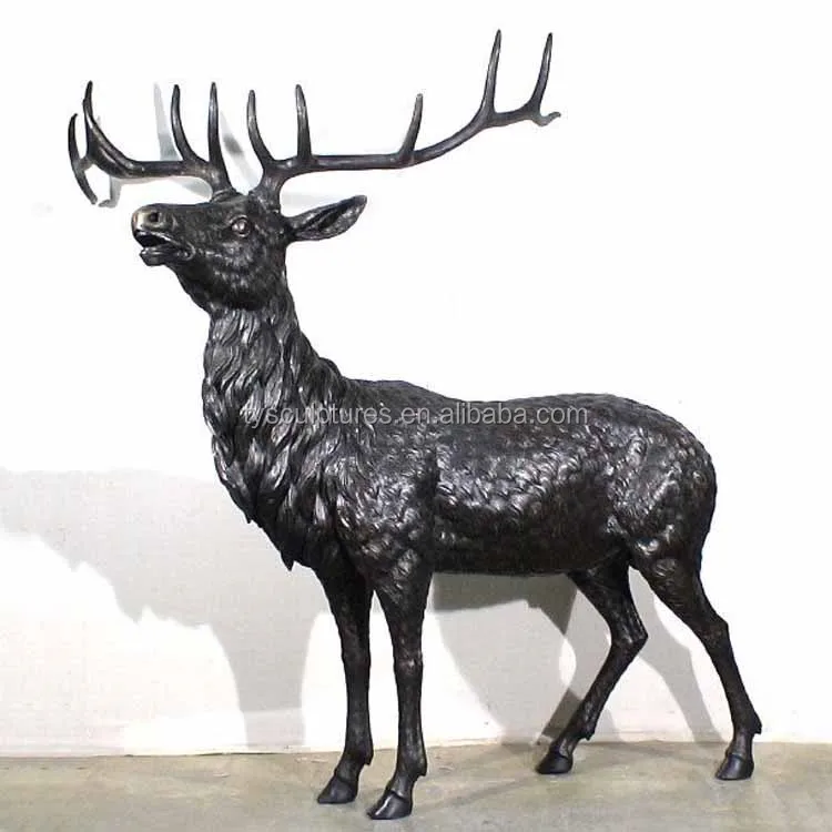 Garden Decor Metal Animal Statue Bronze Art Casting Standing Elk