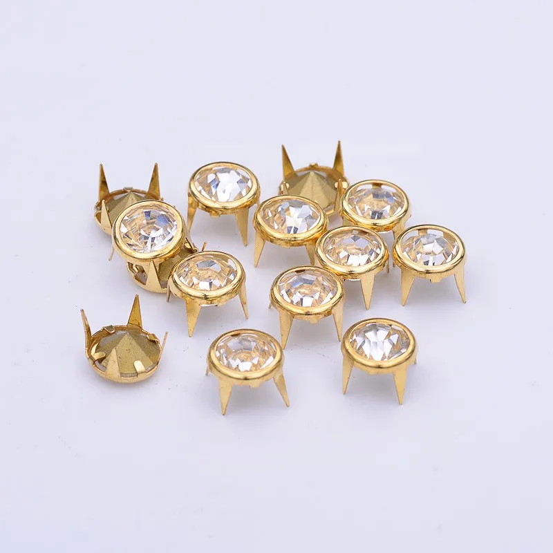10mm Gold Claw Rhinestone Rivet Decoration Rivet Metal Studs Spikes For