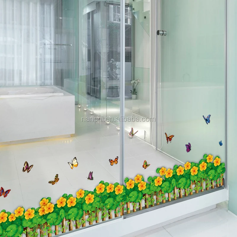 Papillon volant fleuron herbe bambou clôture stickers muraux salon ... Bambou Créatif clôture