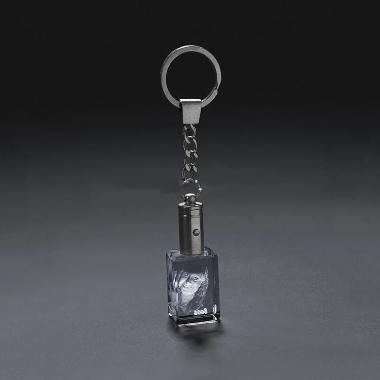 product personal photo 3d laser crystal keychain with led light-21