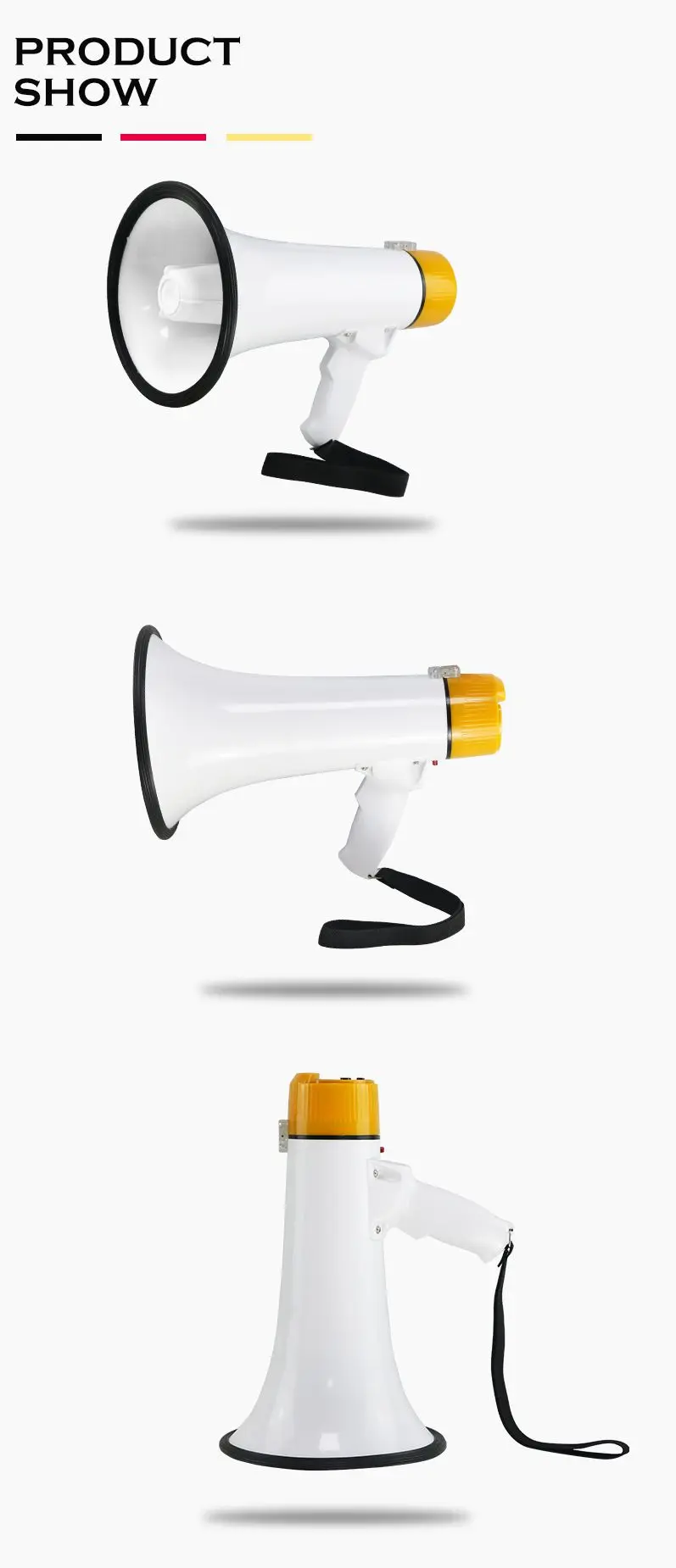 Portable outdoor use rechargeable megaphone with microphone hand hold