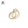 Princess Cut 14K Solid Gold AAAAA CZ Zircon Ring Couple Wedding Set
