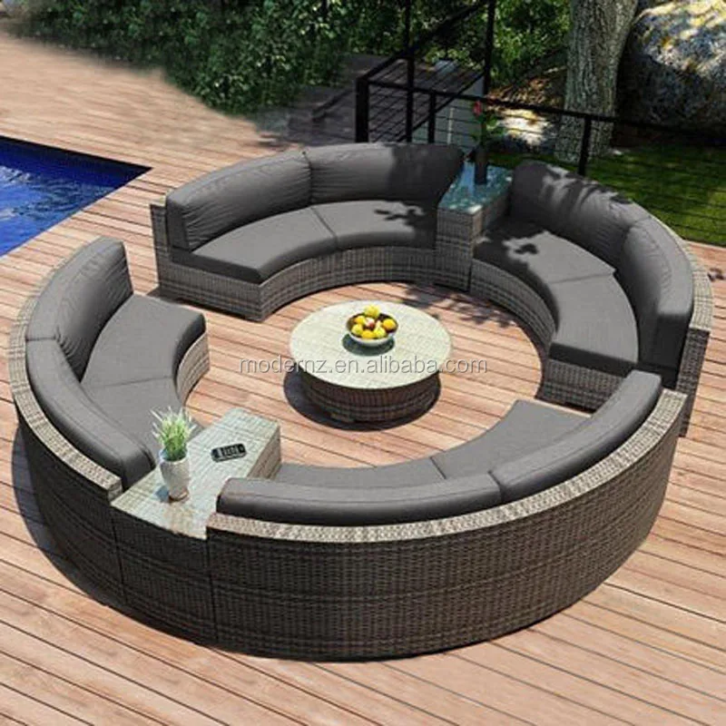 Modern Outdoor Wicker Metal Rattan Big Circle Round Shape Garden Sofa ...