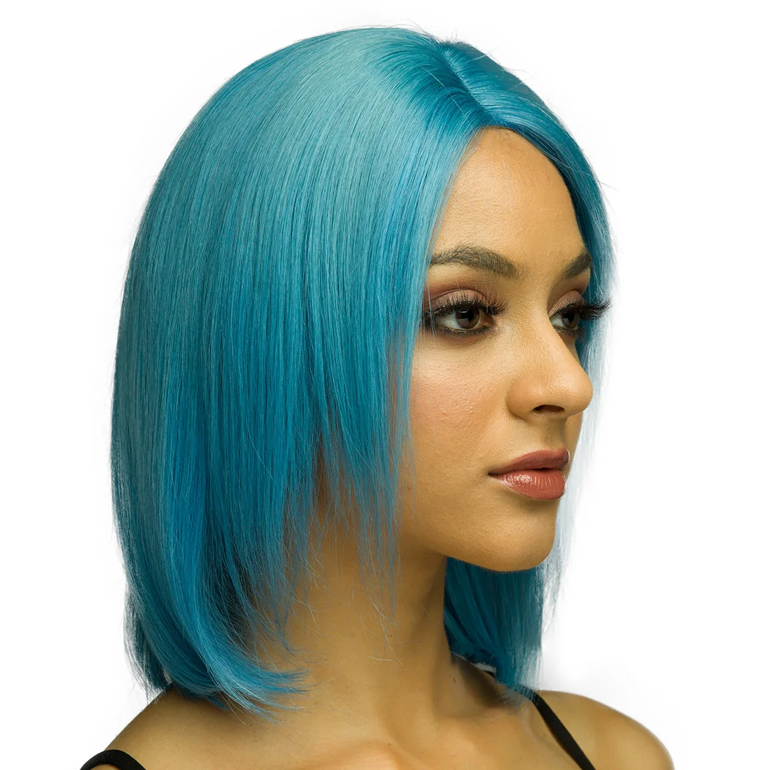 Pre Colored  Pale Blue Virgin Hair  Lace Front Bob Cut Wig , Middle Part 10 12 inch  100% Human Hair Lace Front Wig