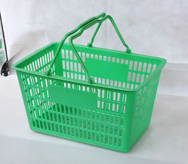 Supermarket Black Shopping Plastic Basket With Two Metal Handles Buy