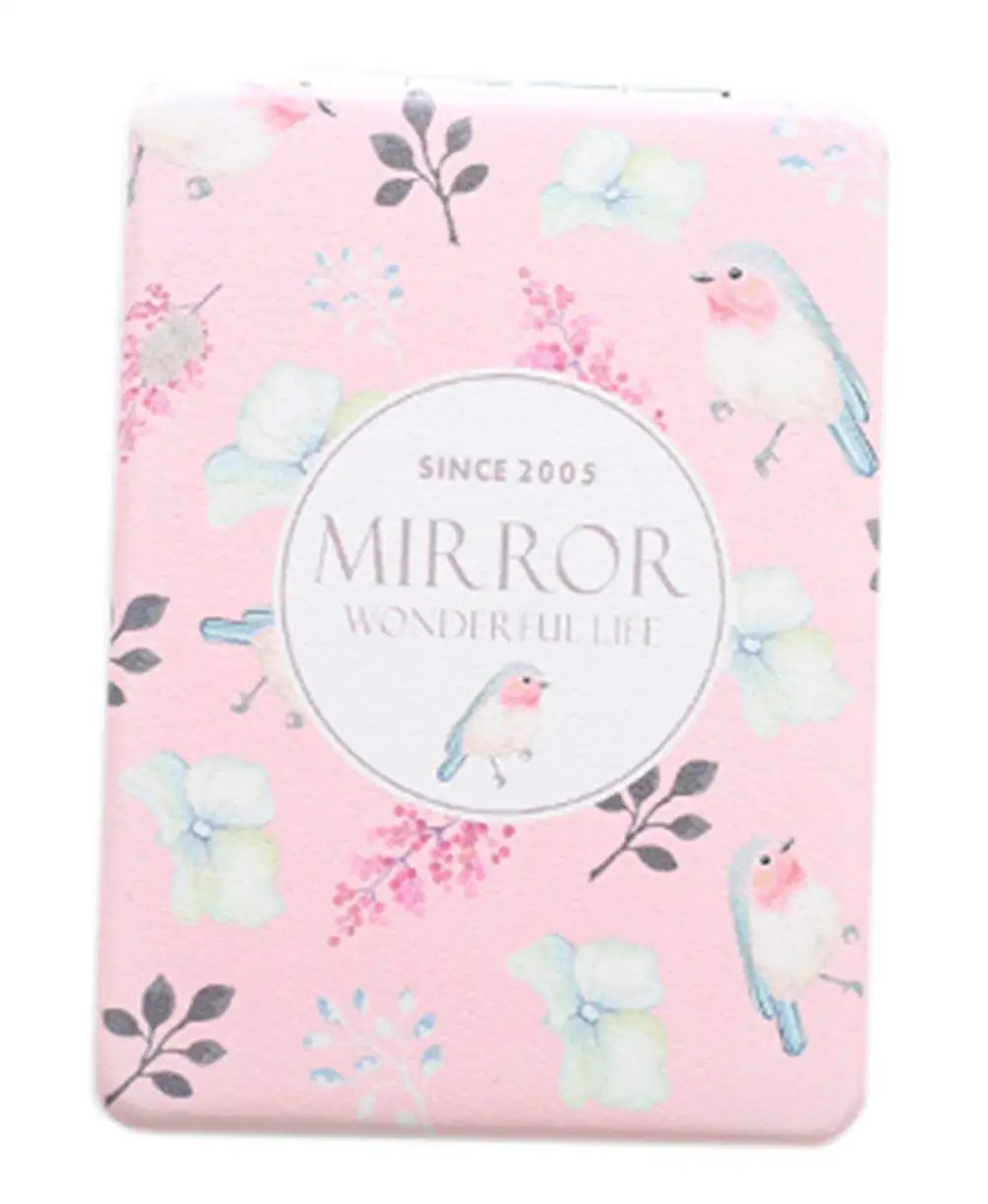 Blancho Bedding Leather Mirror Portable Folding Vanity Mirror Makeup Mirror Double-sided Cosmetics Mirror #53