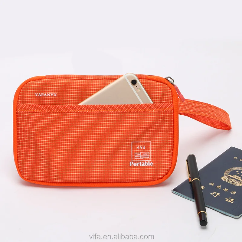 Polyester Custom Travel Zipper Passport Holder With Wristlet,Zipper