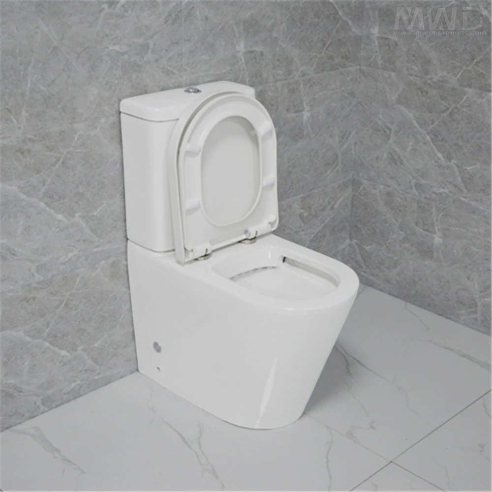 Two Piece Sanitary Ware Bathroom Ceramic Watermark Rimless Toilet Suite