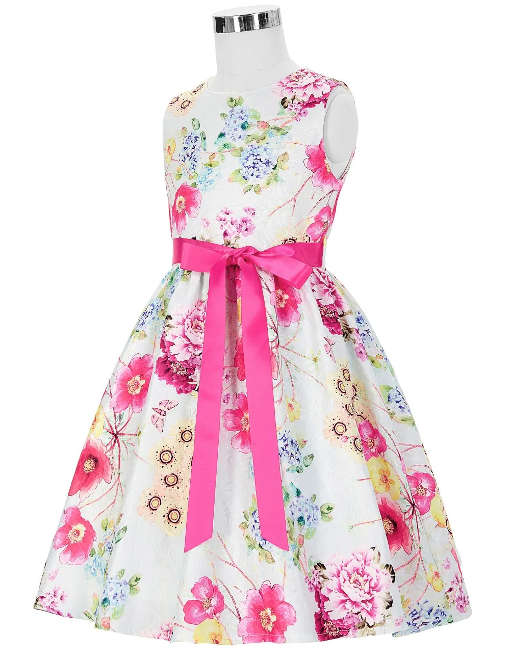 Grace Karin Children Girls Floral Pattern Sleeveless Round Neck Party