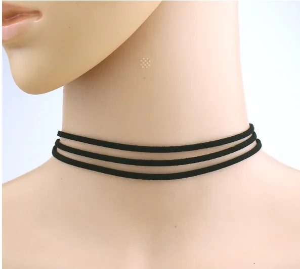 Hm88 Women Chokers Necklaces Punk Black Lace Short Collares