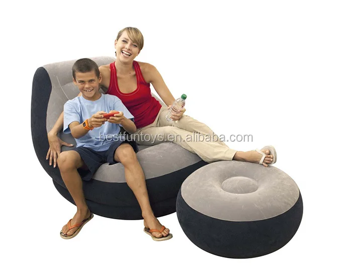 Heavy Duty Inflatable Chair And Ottoman Durable Comfort Flocking Blow