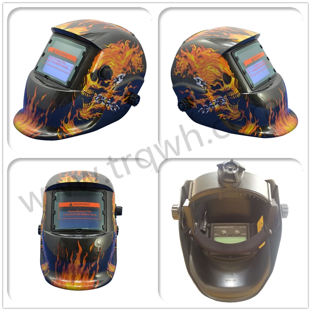 Black Flace Skull Welding Helmet Auto Darkening Caretas Electronicats Buy لحام خوذة السيارات سواد لحام قناع صحيح اللون بطارية الطاقة الشمسية استبدال لحام خوذة En379 الرقمية سواد عدسة تصفية Caretas Electronicats 4 مجسات