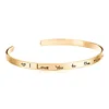 Stainless Steel I Love You To The Moon Back Engraved Positive Inspirational Quote Cuff Opening Bangle