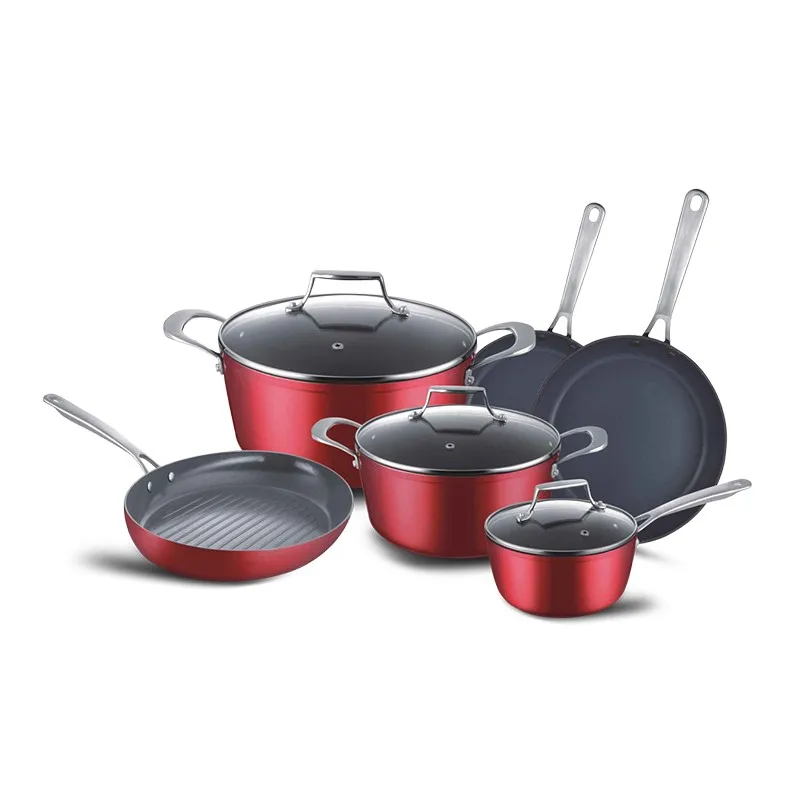 New Design Hammered 5 Pcs Aluminum Square Cookware Set Buy Hammered 5