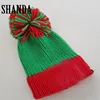 Multicoloured Bobble hat knitted bobble oversized chunky knit bobble hat