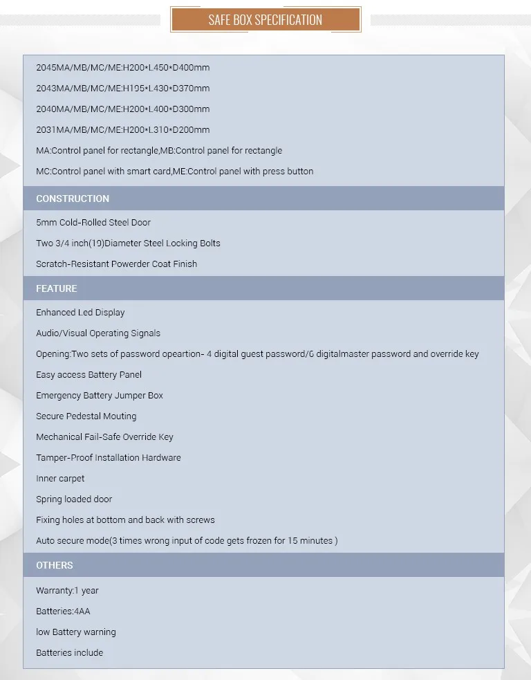 Cheap price electronic hotel safe for home office hotel