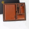 Factory supplier custom brown spiral loose leaf leather journal notebook gift set