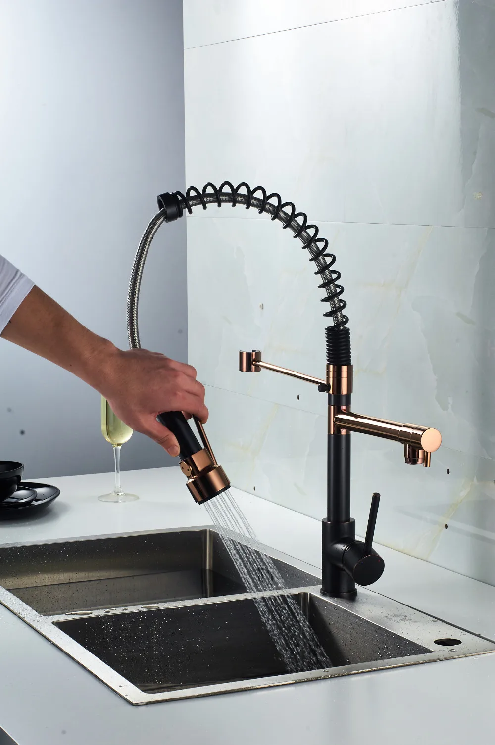 Luxury Rose Gold Orb Tap Watermark Pull Down Kitchen Faucet Buy
