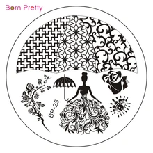 Rosa rainha de Nail Art Stamp Template imagem placa recém-nascido bonito BP25