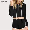 OEM basic workout clothing slim fit sweat shirt jogging suits wholesale for women