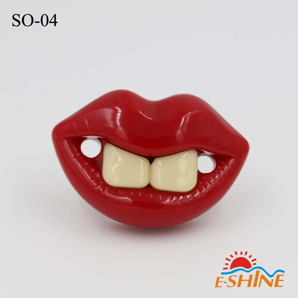 Attractive Red Colorsfunny Mam Pacifier Unique Funny Teeth Design Baby