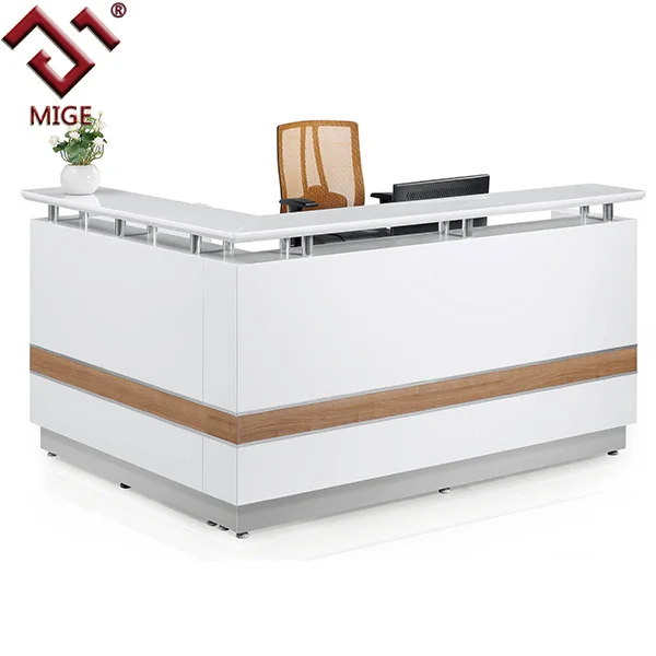 Baking Finish White L Shape Reception Desk - Buy L Shape Reception Desk ...