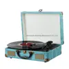 Suitcase vintage music wooden turntable record player with speaker