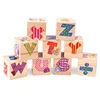 Cartoon Pattern 3D Montessori toys educational jigsaw puzzle diy custom six sides wooden alphabet blocks