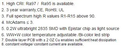  China factory high CRI  Ra95 24V constant current 2835 bi color led strip 240leds/m 