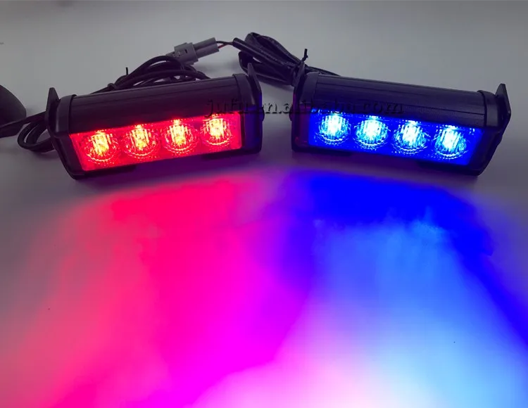 12v 8led Red Blue Amber White Green Led Emergency Warning Strobe Light For Car Truck Vehicle