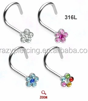 Punk Princess Pink Dangle Indian Nose Piercing Jewelry Spiral Punk Princess Pink Dangle Indian Nose Piercing Jewelry Spiral Ring