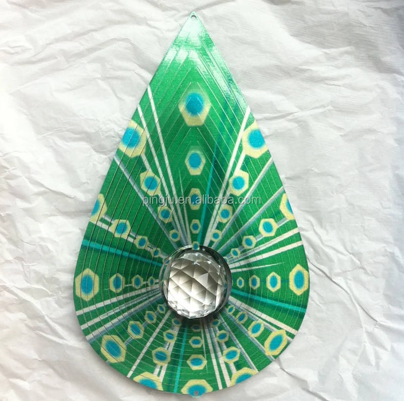 Laser Cut Stainless Steel Wind Spinner 3d Crystal Teardrop Green Buy