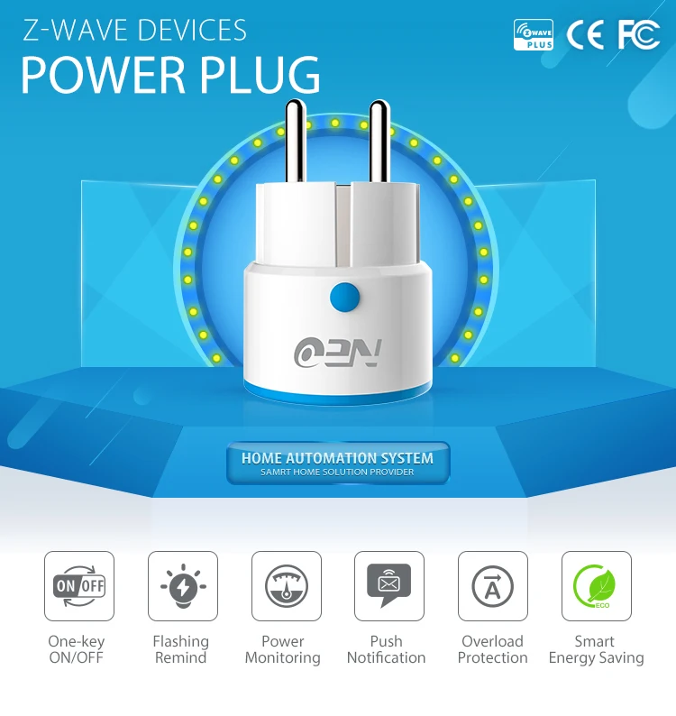 Z-Wave EU/US Smart Power Plug Power Metering On/Off Fibaro/Smart Things 868.4Mhz 