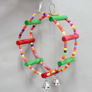 Manik Manik Berwarna Warni Roda Menggigit Mengunyah Ayunan Parrot