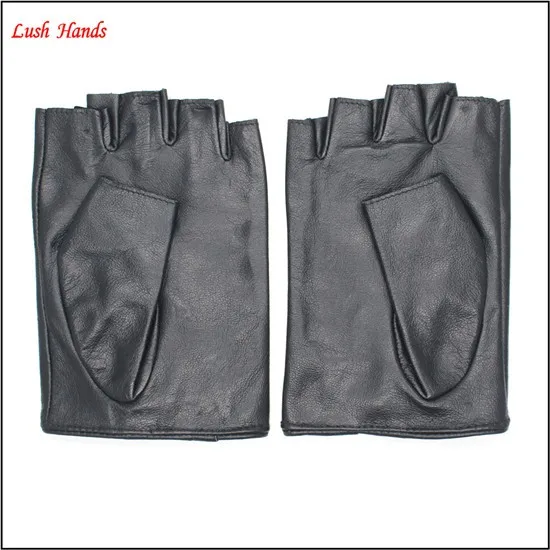 2016 ladies black driving motorcycle leather fingerless gloves