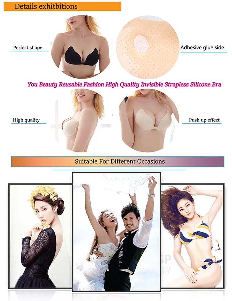 Sticky Bra Adhesive Strapless Bra for Women Backless Dress Invisible  Silicone Bra 20PCS Disponible Nipple Covers