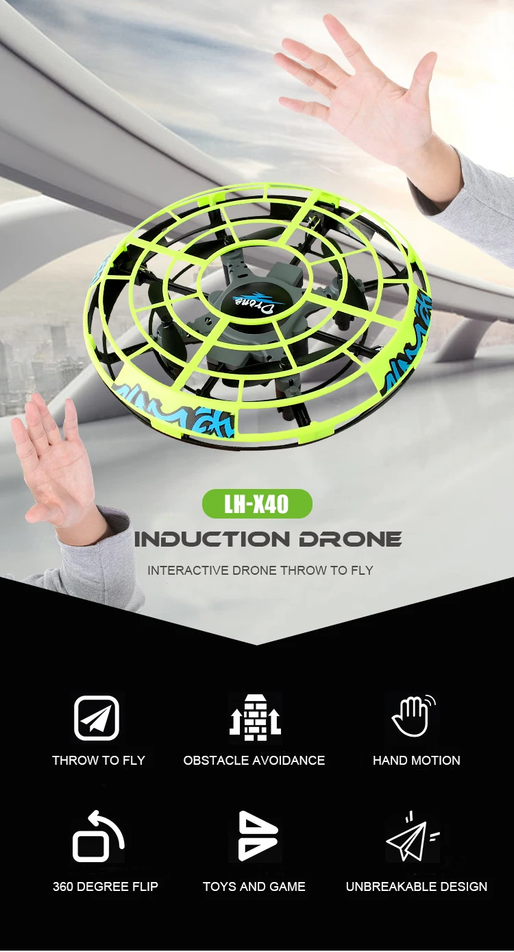 Interactive Hand Motion Control Height Hold RC Drone with Obstacle Avoidance Sensor Throw to Fly