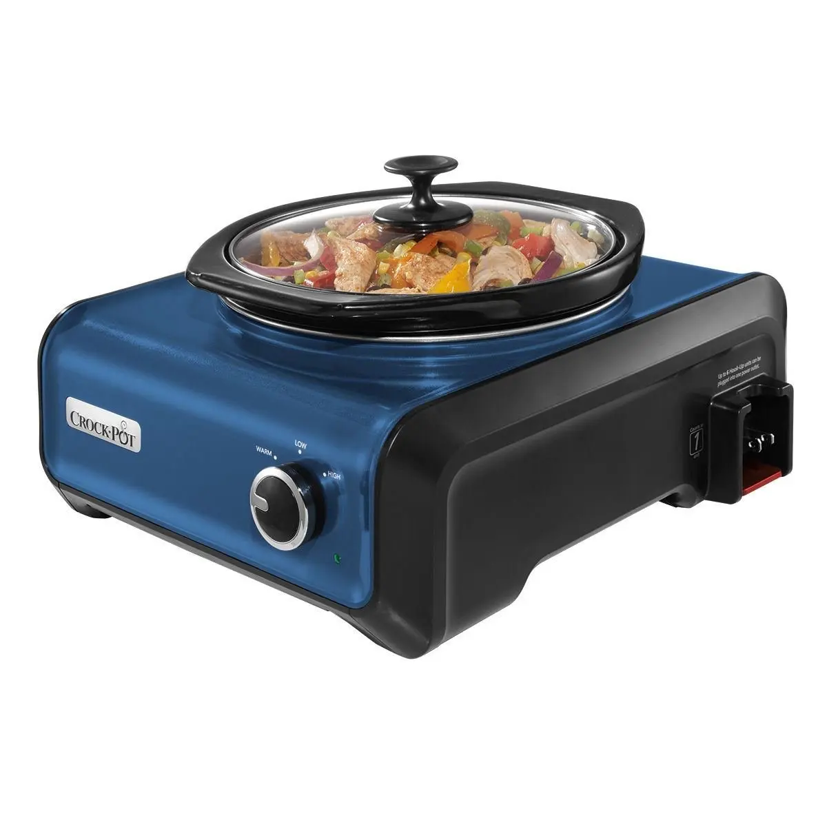 Crock-Pot SCCPMD2-BL Hook Up Round Connectable Entertaining System, 2-Quart, Metallic Blue by Crock-Pot