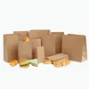 wholesale custom flat bottom take away creasrproof brown kraft paper bread paper bag for bakery packaging