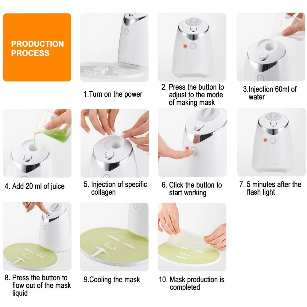 Ifine Beauty Automatic Diy Facial Mask Maker Machine With 32pcs Mask Collagen Vegetable And