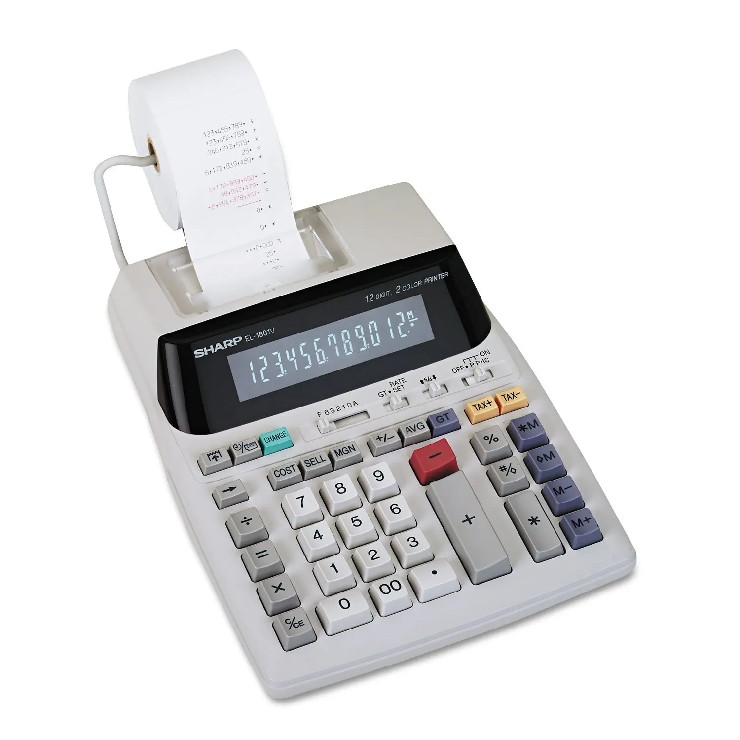 Sharp EL1801V EL-1801V Two-Color Printing Calculator Black/Red Print 2.1 Lines/Sec