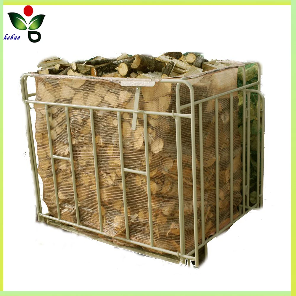 Custom nylon pp plastic firewood drawstring mesh bag for wood packing for sale