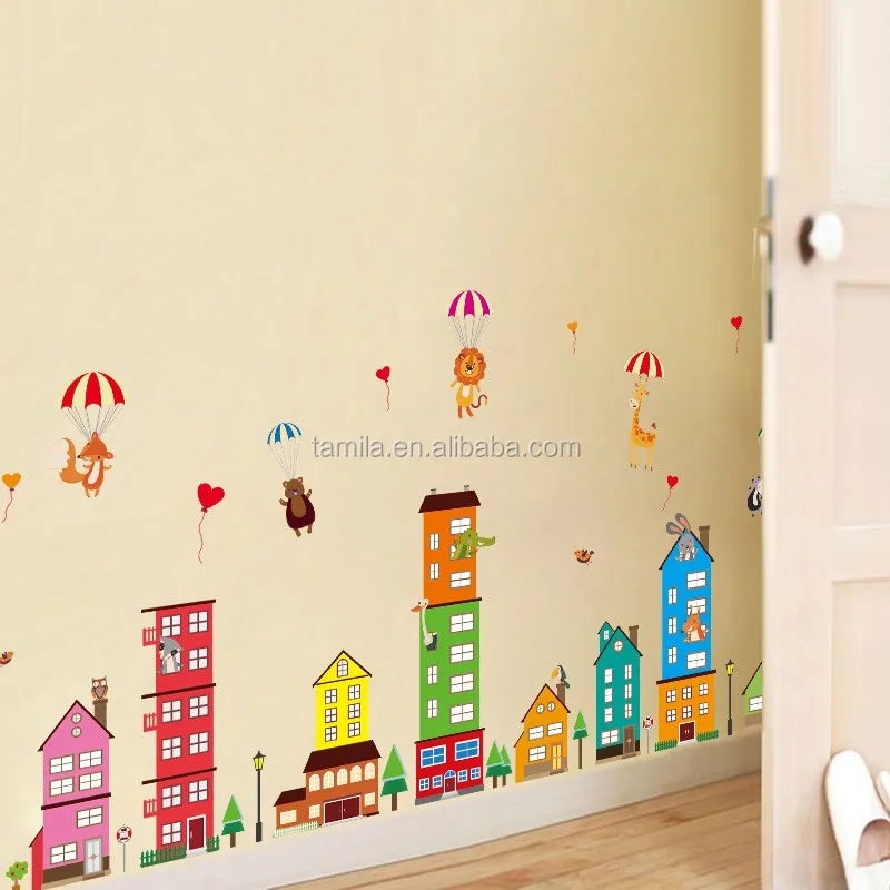 Autocollant Mural En Dessins Animes Maison Sparadrap De Construction De Chateau Chambre De Bebe Decoration De La Maison Bricolage Diy Buy Autocollant Mural Decoratif En Pvc Autocollant De Decoration En Verre Autocollant De Decoration De Mode Product