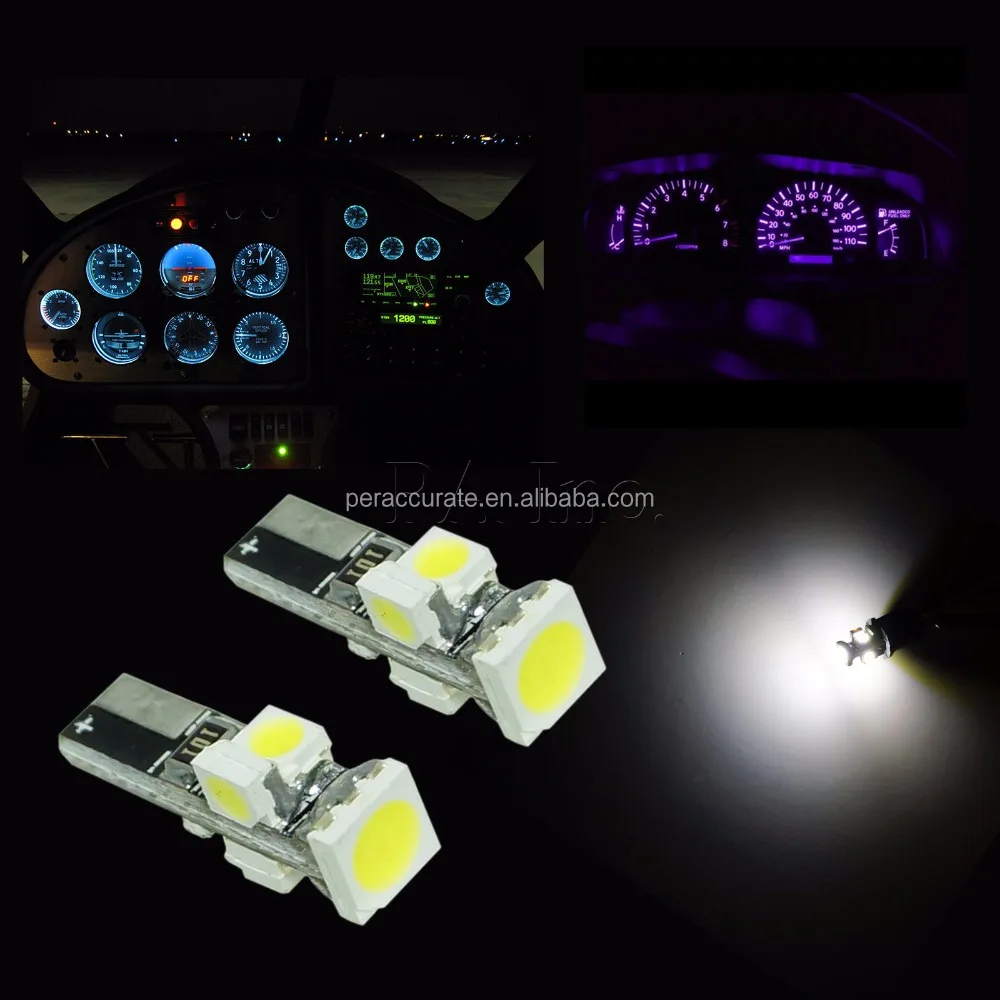 T5 Wedge 5050 SMD LED Bulbs Dashboard Gauge Cluster Instrument Light 3528 LED 12V PA White Pink