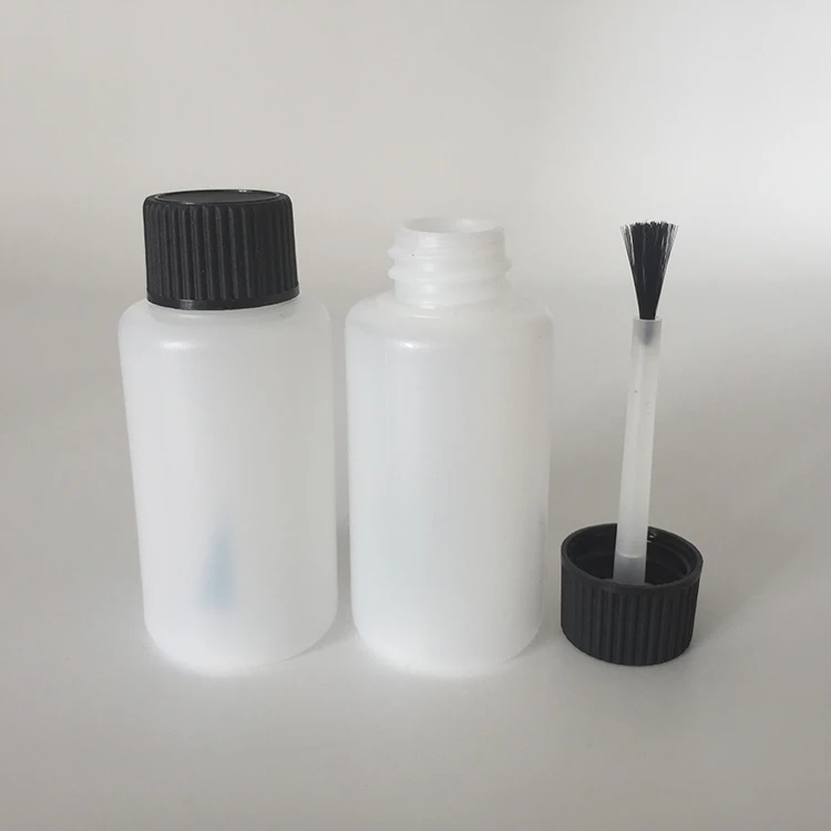 Empty 30ml 1 Oz Plastic Pe White Color Bottle With Brush Cap For