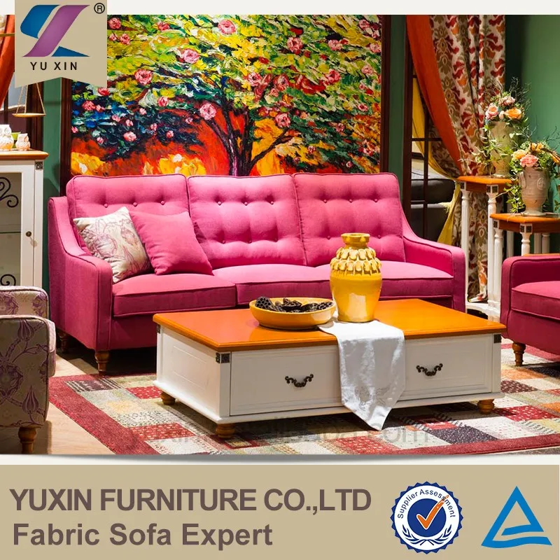 American style classic sofa set furniture, pastoral fabric sofa, colorful fabric flower sofa set